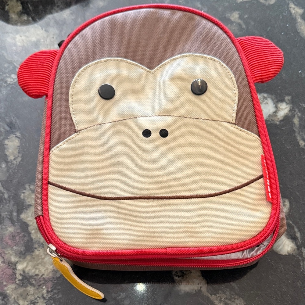 Skip Hop Monkey Lunch Bag - Red, Brown, Cream